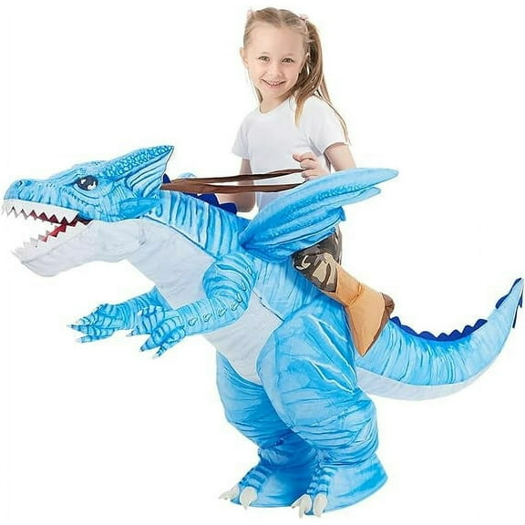 GOOSH 36 Inch Inflatable Dinosaur Costume for Kids, Dinosaur Inflatable Costume Kids Dinosaur Costume Inflatable, Funny Halloween Costume Boys Girls Unisex Riding Dinosaur Costume for Party/Cosplay