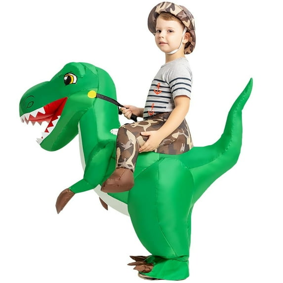 GOOSH 36 inch Kids Inflatable Dinosaur Costume, Blow Up Dinosaur Costume Dino Costume for Kids, Funny Halloween Costumes Boys Girls Unisex Dinosaur Blow Up Costume for Halloween Party Cosplay