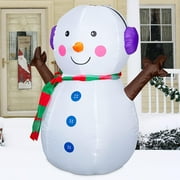 GOOSH 4 FT Christmas Inflatables Snowman Outdoor Christmas Decorations with LED Lights, Christmas Inflatable Snowman with Branch Hand for Christmas Xmas Holiday Party Indoor Garden Lawn Decor