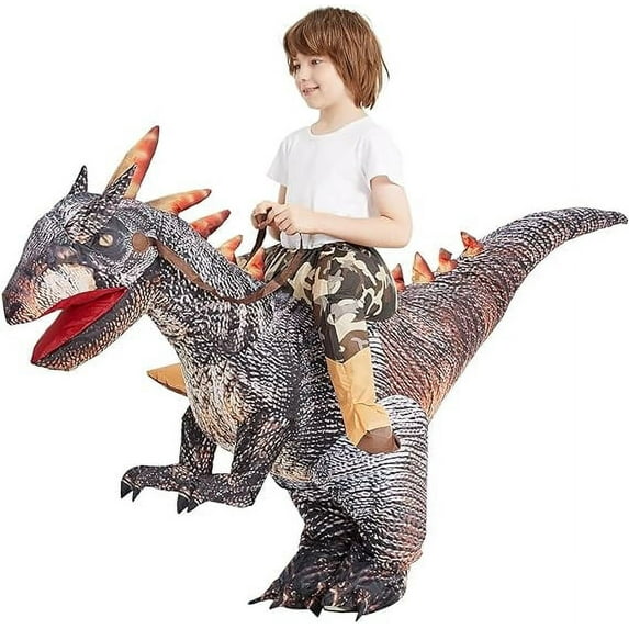 GOOSH 48 Inch Dinosaur Costume for Kids, Blow Up Dinosaur Costume Kids Inflatable Dinosaur Costume, Funny Halloween Costumes Boys Girls Unisex Riding Dinosaur Costume for Halloween/Party/Cosplay