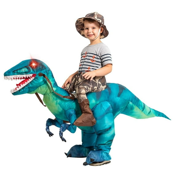 GOOSH 48 inch Inflatable Dinosaur Costume for Kids, Funny Halloween Costumes for Boys Girls Kids Inflatable Costume, Blow Up Dinosaur Costume for Halloween Party Cosplay