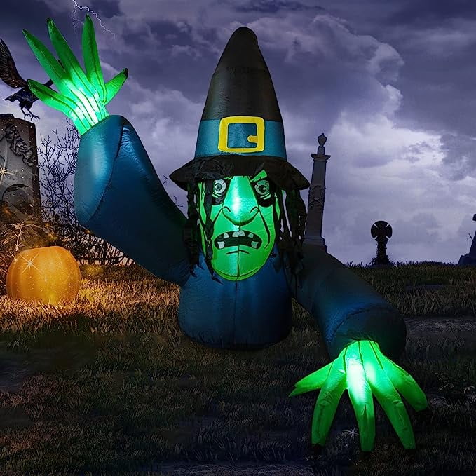 GOOSH 5.2 FT Inflatable Witch Halloween Decorations, Halloween ...