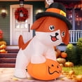 thumbnail image 1 of GOOSH 5.2 FT Tall Thanksgiving Inflatables Dog with Pilgrim Hat,  Cute Puppy Standing on Pumpkin with Pilgrim Hat with Built-in LEDs, Outdoor Thanksgiving Inflatables Clearance for Garden Party Decor, 1 of 7
