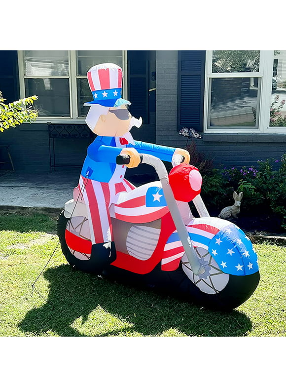 GOOSH 5.9FT 4th of july Decor Clearance Uncle Sam Inflatable with Build in LED Lights, Outdoor Patriotic Decorations Independence Day Inflatable, Uncle Sam Blow Up for Party Gardon Indoor Outdoor
