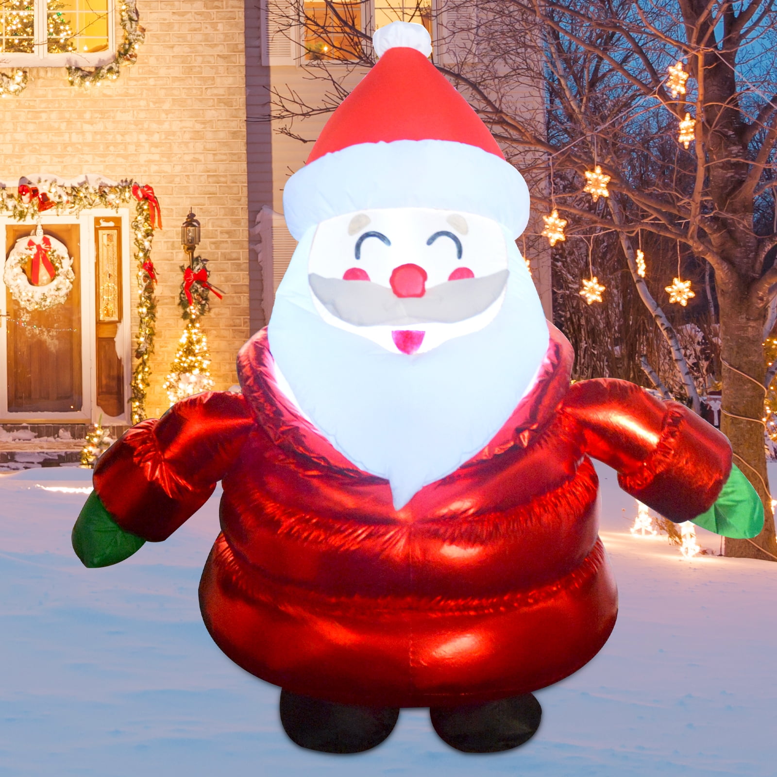 Christmas Outdoor LED Décor of 6.2ft Smiling fashion Santa with Gift Boxes Inflatable