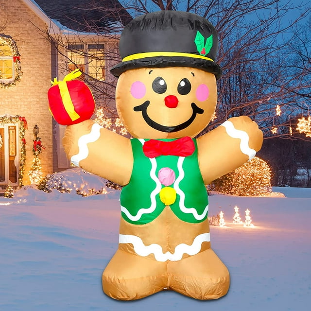 GOOSH 5 FT Christmas Inflatables Gingerbread Man Outdoor Christmas ...
