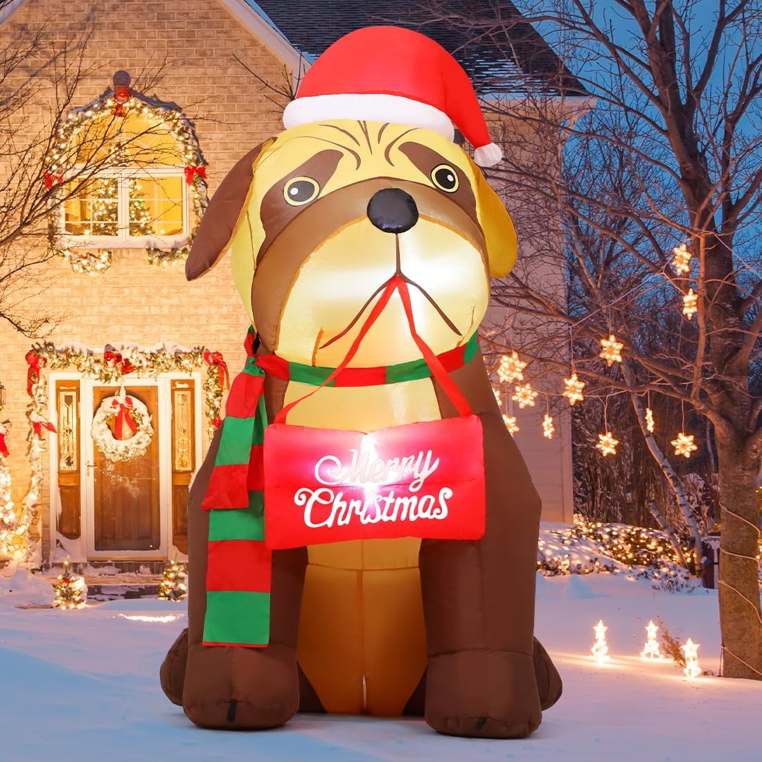 GOOSH 5 FT Christmas Inflatables Outdoor Dog Christmas Decorations ...