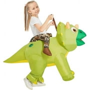 GOOSH 55 Inch Kids Inflatable Dinosaur Costume, Blow Up Dinosaur Costume Kids Dinosaur Costume Inflatable, Funny Riding Dinosaur Costume Boys Girls Unisex Halloween Costumes for Halloween Cosplay