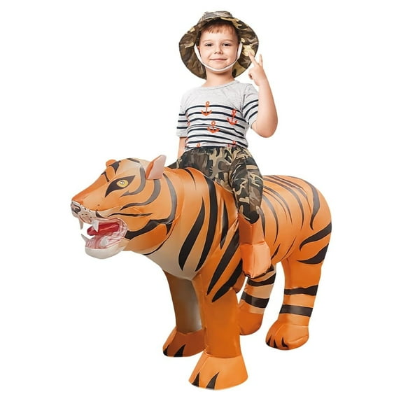 GOOSH 55 Inch Kids Tiger Costume, Tiger Costume for Kids Inflatable Tiger Costume, Funny Halloween Costumes Boys Girls Unisex Kid Tiger Costume for Holiday/Party/Cosplay