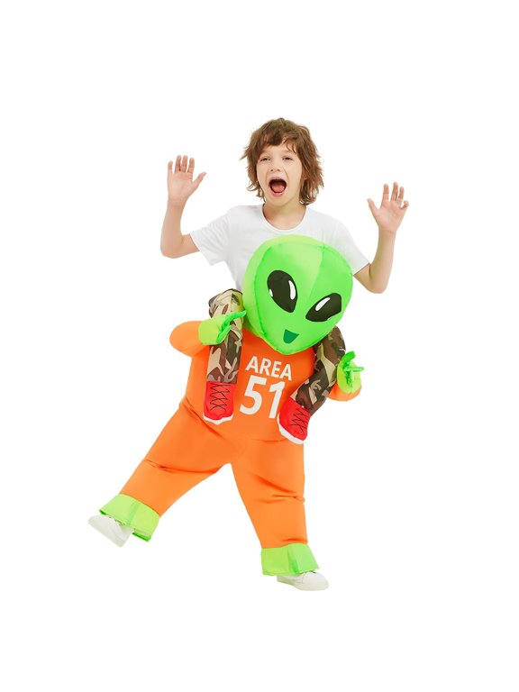 55 inch Kids Alien Halloween Inflatable Costume, Inflatable Alien Costume Alien Blow up Costumes for kids, Funny Boys Girls Unisex Blow Up Halloween Costumes for Holiday Party Cosplay