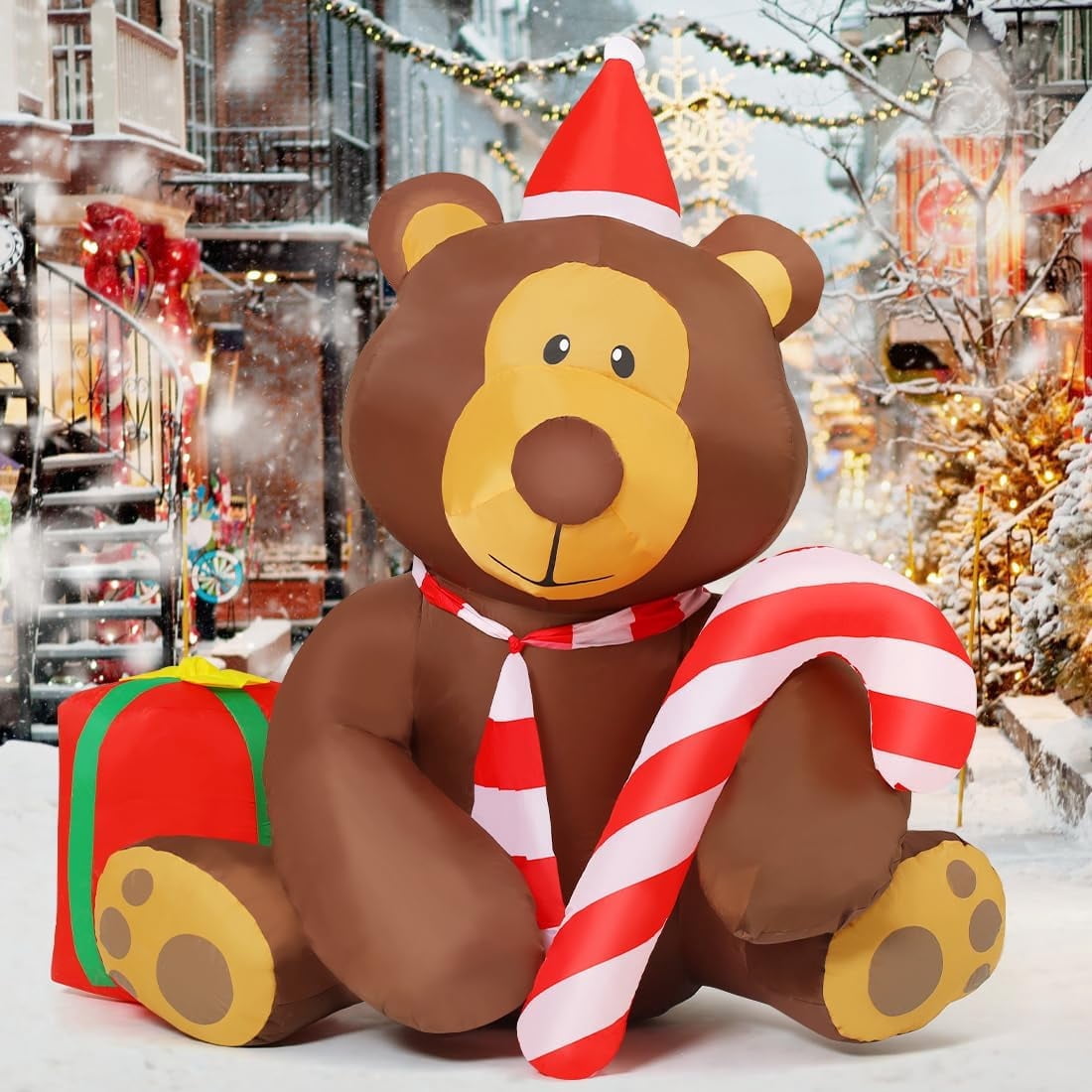 Goosh Inflatable Walmart GOOSH Christmas Inflatables 5 FT Inflatable Christmas Bear Holding ...