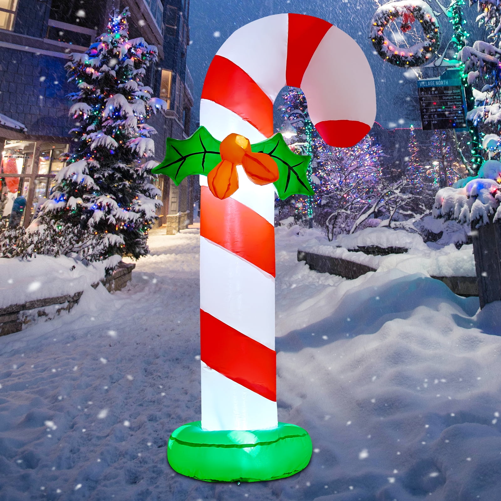 GOOSH 6 FT Candy Cane Christmas Inflatables Decoration, Inflatables