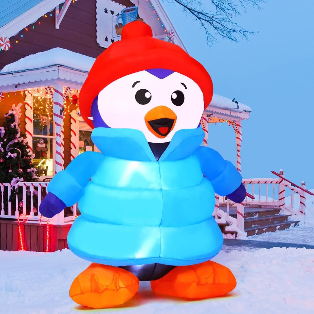 GOOSH 6 FT Christmas Inflatables Outdoor Penguin Christmas Decorations