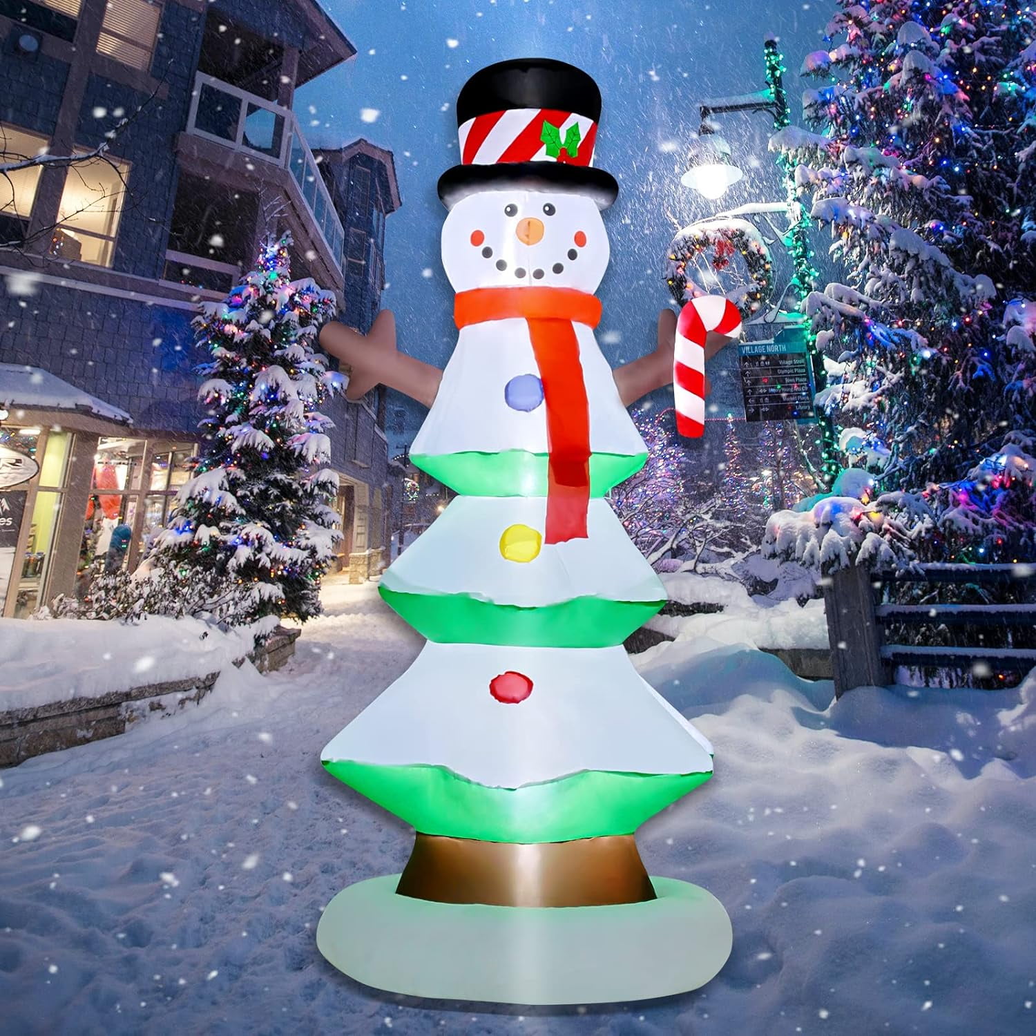 GOOSH 6 FT Christmas Inflatables Snowman With Branch Hand Blow Up Yard ...