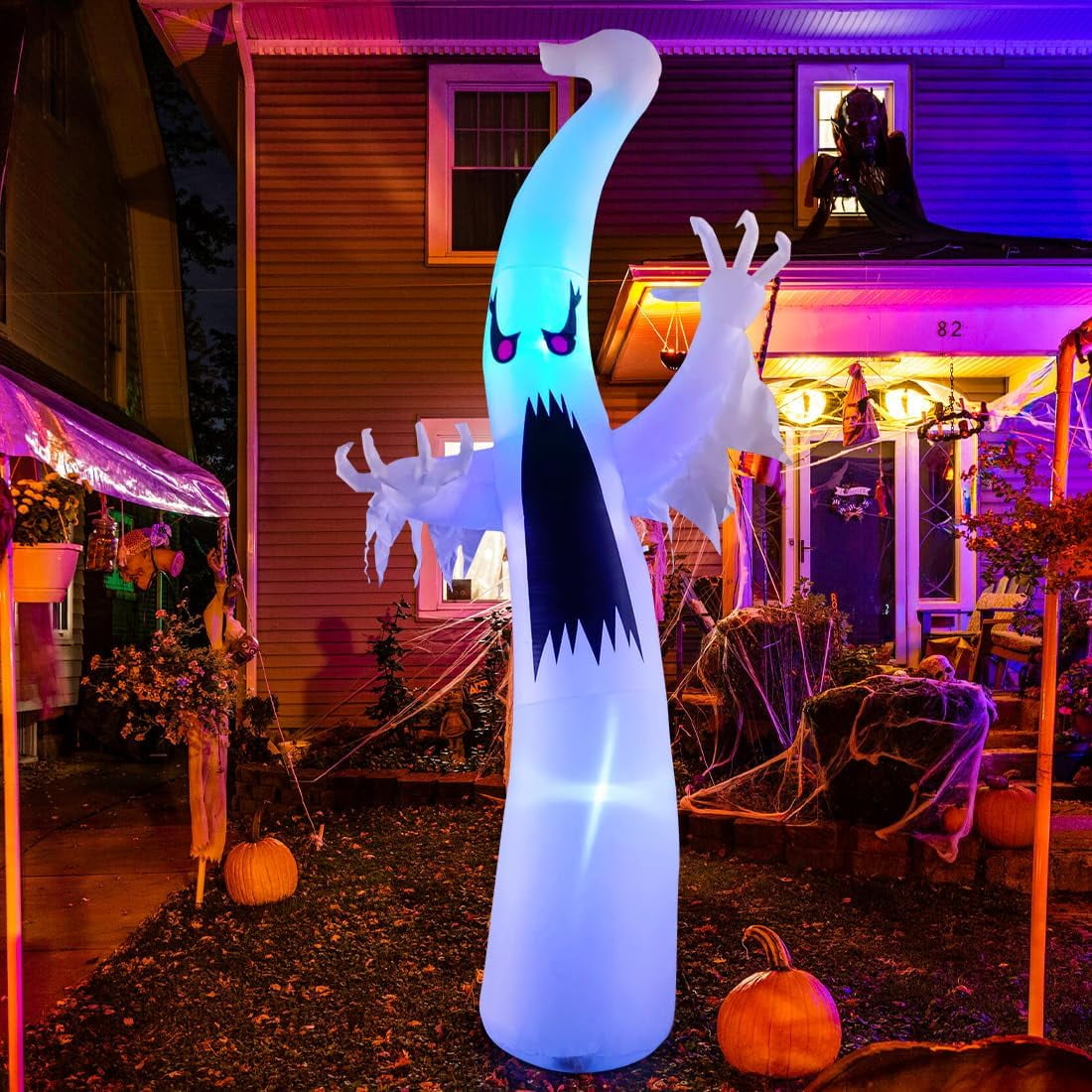 GOOSH 6 FT Height Halloween Inflatable Outdoor Colorful Dimming Ghost ...