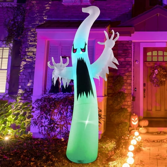 GOOSH 6 FT Height Halloween Inflatable Outdoor Colorful Dimming Ghost, Blow Up Yard Decoration Clearance with LED Lights Built-in for Holiday/Party/Yard/Garden