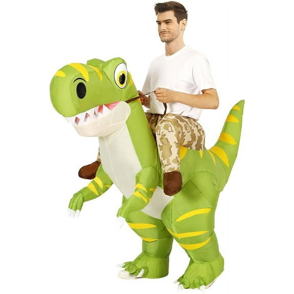 GOOSH 63 Inch Adult Dinosaur Costume, Blow Up Dinosaur Costume Adult Halloween Costume, Funny Halloween Costumes Men Women Unisex Dinosaur Blow Up Costume, Inflatable Halloween Costume for Cosplay