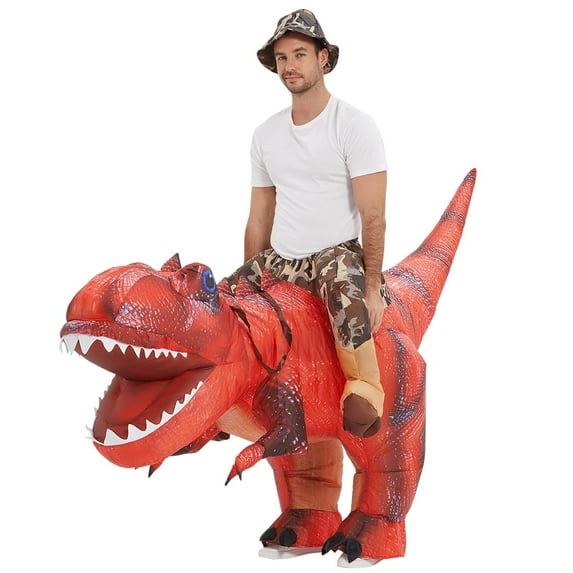 GOOSH 63 Inch Adult Dinosaur Costume, T Rex Halloween Costume Inflatable Dinosaur Costume for Adults, Funny Halloween Costumes Men Women Unisex Blow Up Dinosaur Costume for Halloween/Party/Cosplay