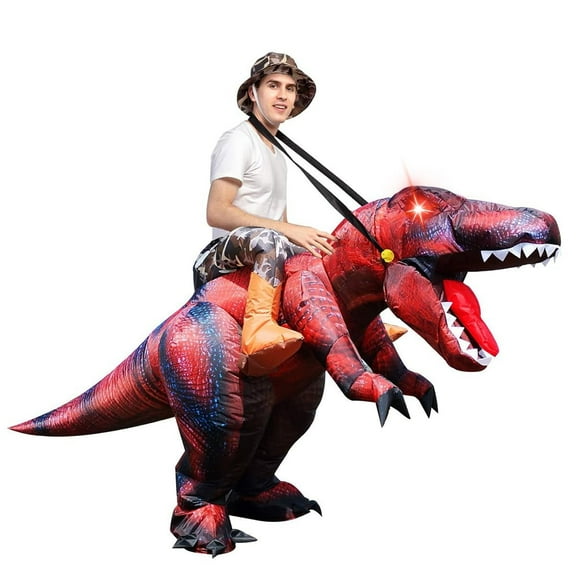 GOOSH 63 Inch Inflatable Dinosaur Costume for Adult Inflatable Trex Costume, Funny Men Women Unisex Halloween Costumes Blow Up Dinosaur Costume for Halloween Holiday Cosplay