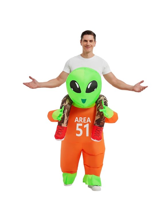 Adult Alien Costume, Alien Inflatable Halloween Costume Blow Up Alien Costume Adult Size, Funny Men Women Unisex Blow Up Halloween Costumes for Halloween Holiday Party Cosplay