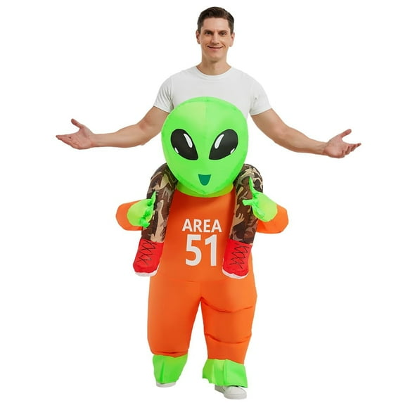 GOOSH 72 inch Alien Halloween Costume for Adults, Blow Up Alien Costume Adult Alien Costume, Funny Men Women Unisex Blow Up Halloween Costumes for Halloween Holiday Party Cosplay