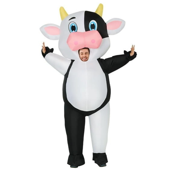 GOOSH 72 inch Inflatable Cow Costume for Adults, Blow up Halloween Costumes Men Women Unisex Halloween Costume, Funny Inflatable Halloween Costumes for Halloween Party Cosplay