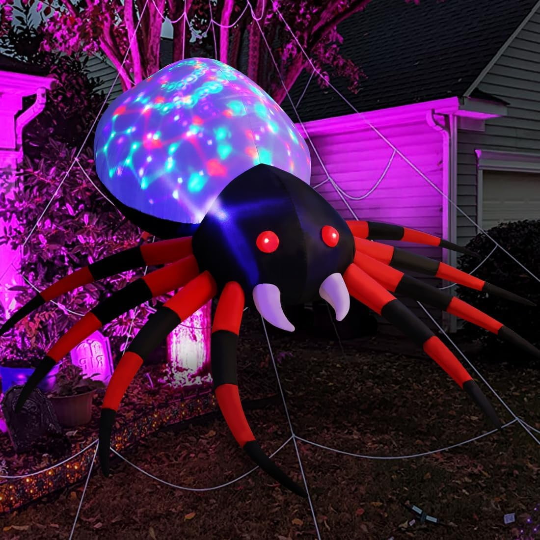 GOOSH 8.5FT Halloween Decorations Outdoor Spider With Magic Light, Halloween Inflatable Spider