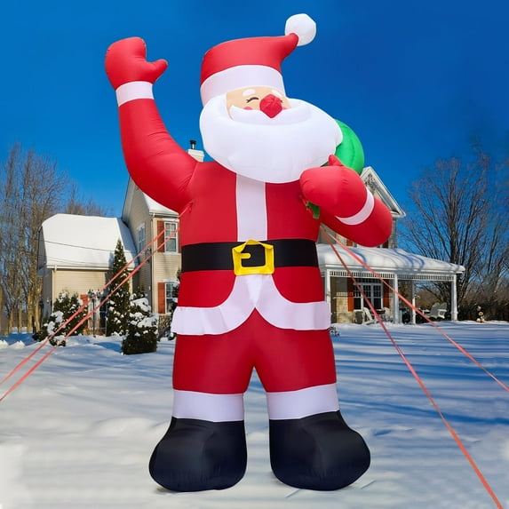GOOSH Christmas Inflatable 20 FT Gaint Santa Inflatables, Inflatable Santa Claus Outdoor Decorations with Built-in LEDs, Outdoor Christmas Decorations Clearance Blow Up Santa Clause for Xmas/Holiday