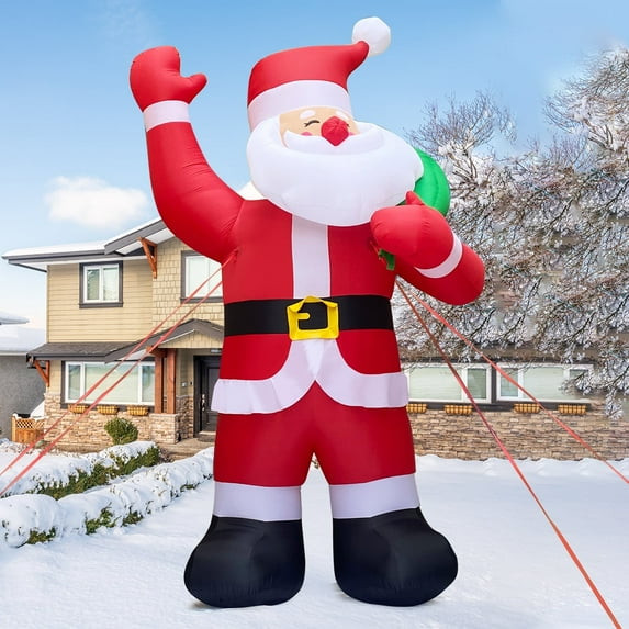 GOOSH Christmas Inflatable 26 FT Santa Inflatables, Gaint Santa Inflatables Outdoor Decorations with Built-in LEDs, Outdoor Christmas Decorations Clearance Blow Up Santa for Xmas/Holiday/Party