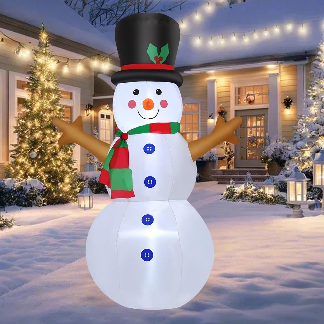 GOOSH 4 FT Christmas Snowman Inflatable Outdoor Yard Lawn
