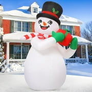 GOOSH Christmas Inflatable 6 FT Christmas Snowman Inflatables, Cute Snowman Christmas Inflatable Blow Up Snowman Inflatable with LED Lights, Christmas Outdoor Decorations Clearance for Xmas/Holiday