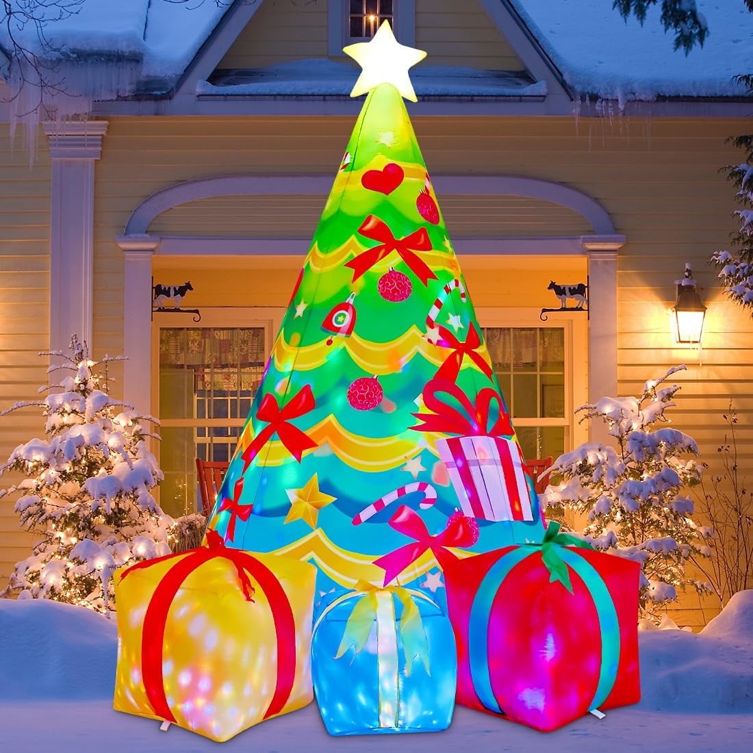 GOOSH Christmas Inflatable 7 FT Inflatable Christmas Tree Outdoor