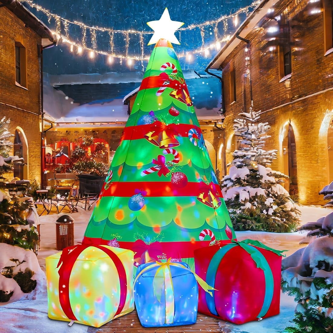 GOOSH Christmas Inflatable 7 FT Outdoor Christmas Tree Decorations, Outdoor Christmas Tree