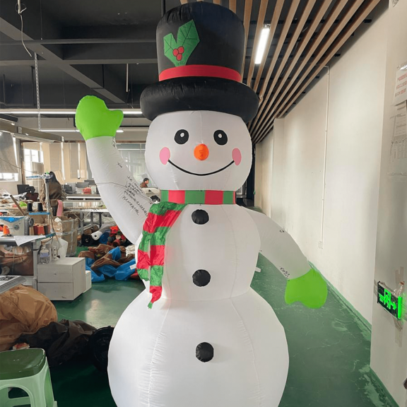 GOOSH Christmas Inflatables 7 FT Animated Snowman Inflatable with Shakable Hand, Blow Up Snowman Inflatable Waving Hand with Built-in LED Lights, Outdoor Christmas Decorations for Xmas Holiday Party