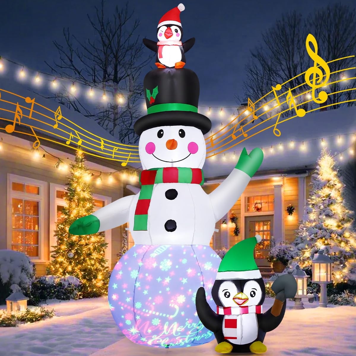 Light Clips For Inflatables GOOSH Christmas Inflatables 7 FT Snowman with Music & LED Light ...