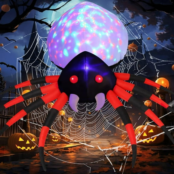 GOOSH Halloween Inflatable 8.5 FT Halloween Spider Inflatable, Giant Blow Up Spider with Built-in Lights, Outdoor Inflatable Halloween Decorations Halloween Blowup for Holiday/Party/Yard