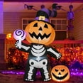 thumbnail image 1 of GOOSH Halloween Inflatables 6 FT Halloween Pumpkin Inflatable with Skull Body, Scary Blow Up Halloween Pumpkin Decoration with LED Lights, Outdoor Halloween Decorations Clearance for Holiday Party, 1 of 7