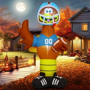GOOSH Thanksgiving Inflatable 6 FT Thanksgiving Turkey Inflatable, Football Turkey Inflatable Blow Up Turkey Inflatable with LED Lights Built-in, Thanksgiving Outdoor Inflatables Clearance for Holiday