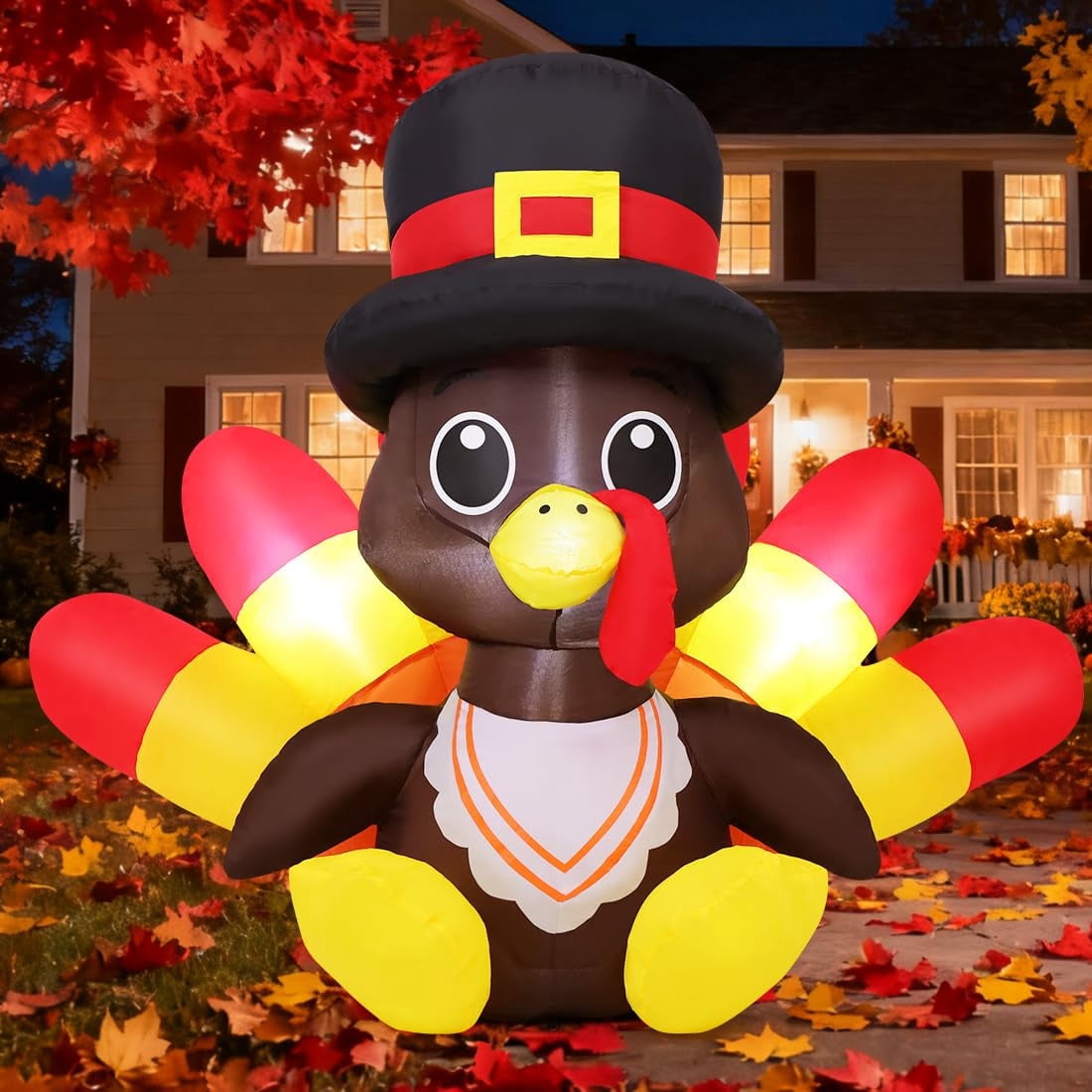 GOOSH Thanksgiving Inflatables 5.4 FT Long Inflatable Turkey, Blow up ...