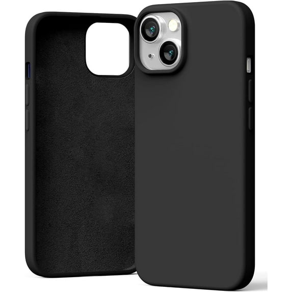 GOOSPERY Liquid Silicone Case Compatible with iPhone 14, Silky-Soft Touch Full Body Protection Shockproof Cover Case with Soft Microfiber Lining - Black