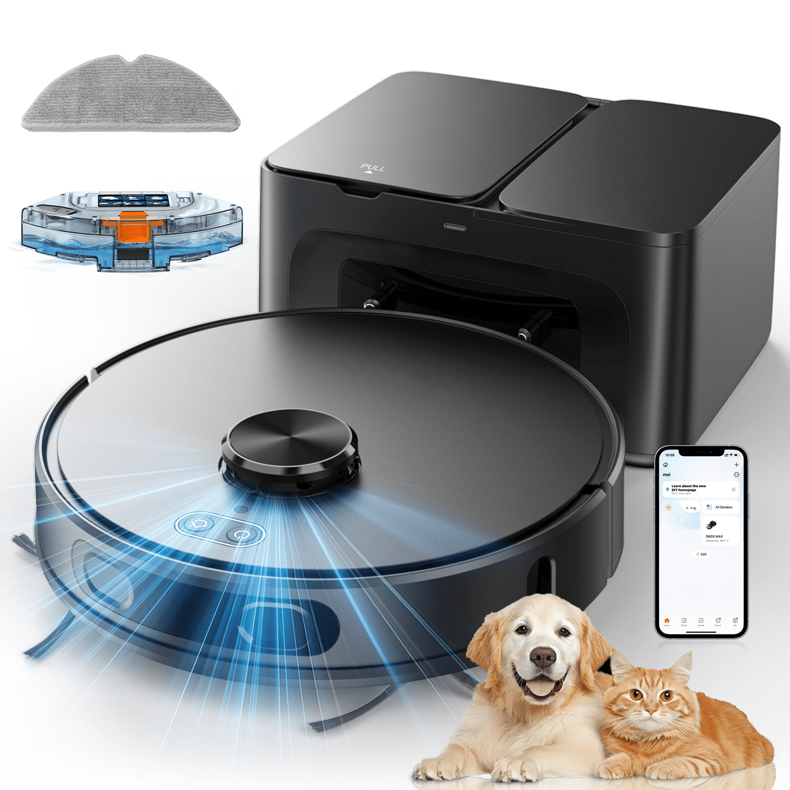 GOOVI Robot Vacuum Cleaner, 2 in 1 Robot Vacumm Mop Combo, With Alexa/WiFi/App Connection, for Pet Hair, Hard Floor