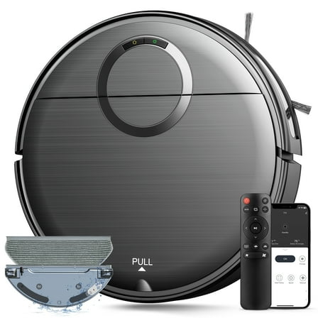 GOOVI Robot Vacuum and Mop Combo, Robotic Vacuum Cleaner with Schedule, Wi-Fi/App/Remote, Self-Charging, Slim, Ideal for Hard Floor, Pet Hair