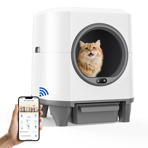 GOOVI Self Cleaning Cat Litter Box Smart Automatic Litter Box with App Control, White