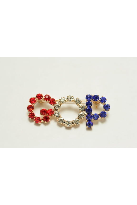 GOP Grand Old Party Lapel Pin Ole Rhinestones Brooch Republican RNC Vote