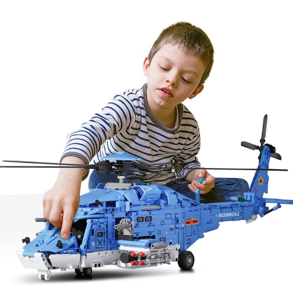 GOQI Military Helicopter Building Set – Large Army Plane Model, Rotating Rotor Blades, Compatible with Lego for Boys & Adults (1711 PCS)