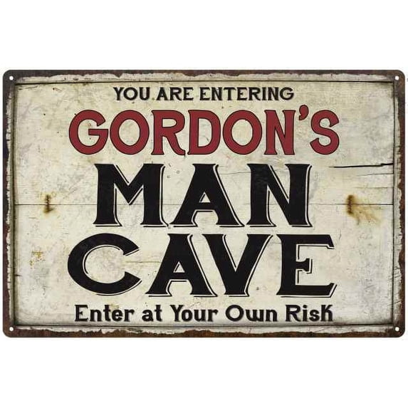 GORDON'S Man Cave Sign Rustic 12 x 18 Matte Finish Metal 112180035175