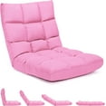 thumbnail image 1 of GORELAX Floor Chair with Back Support, 14-Poistion Adjustable Folding Gaming Chair Recliner, Meditation Chair with Steel Frame, Padded Lazy Sofa Chair for Adults, Kids (Pink), 1 of 18