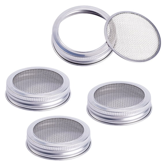 GORGECFAFT 4 Set Sprouting Lids Seed Sprouting Jar Lids Stainless Steel for Wide Mouth Mason Jars Canning Seed Sprouting Alfalfa