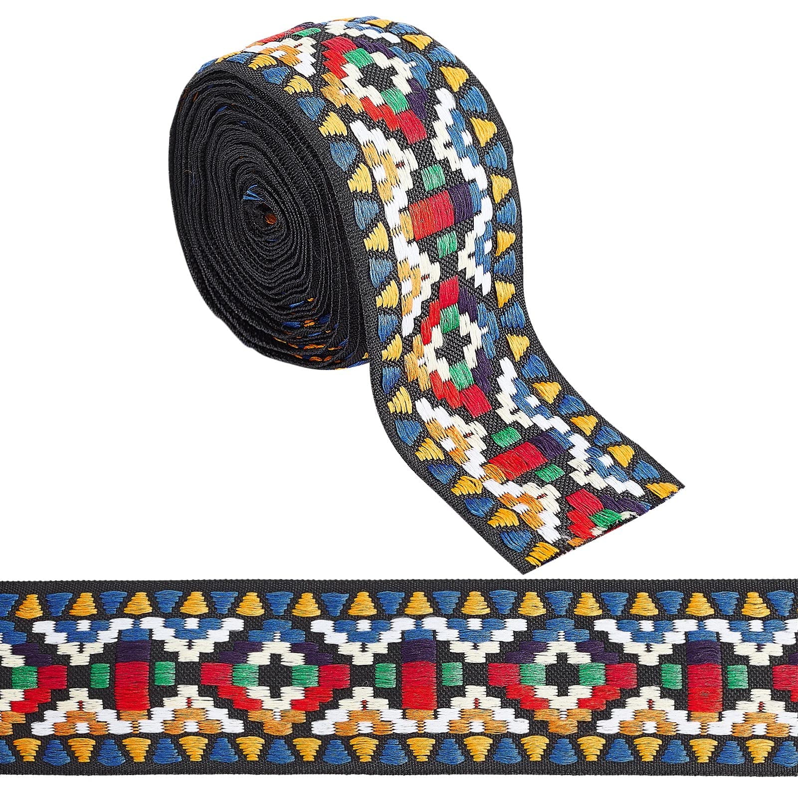 GORGECRAFT 5 Yards Jacquard Ribbon Ethnic Style Embroidery Ribbons 2 ...
