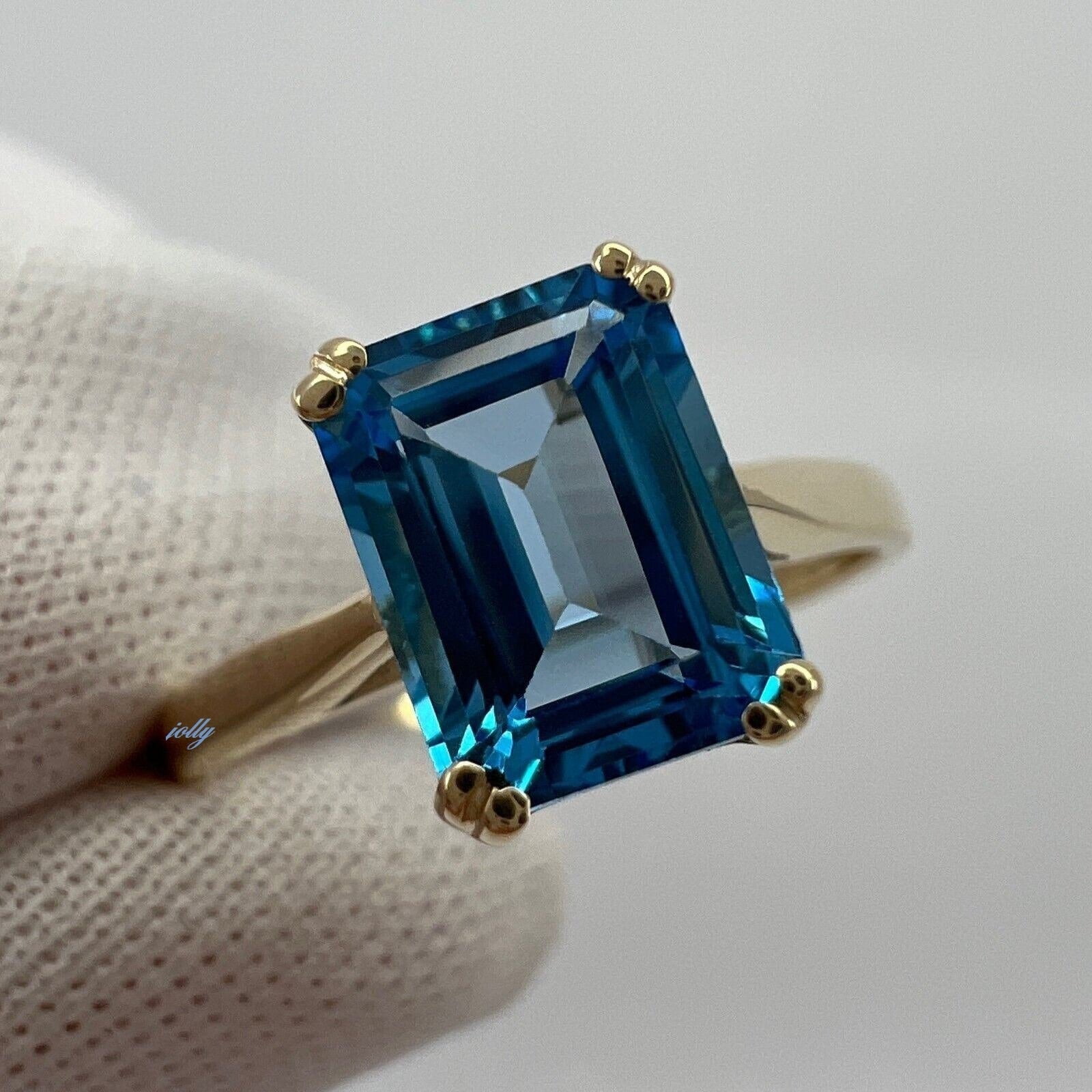 GORGEOUS! 13x16mm BIG STONE Topaz Engagement Ring, 14k Gold London Blue Topaz Ring, Promise Handmade Ring, Gifted Item for Her
